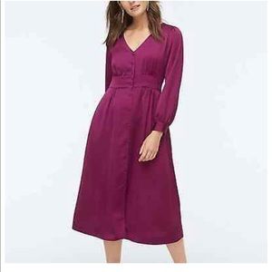 J Crew satin button front midi dress